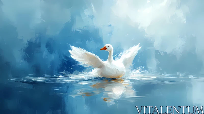 Graceful Goose on Serene Lake AI Image