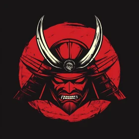 Red and Black Samurai Warrior Illustration