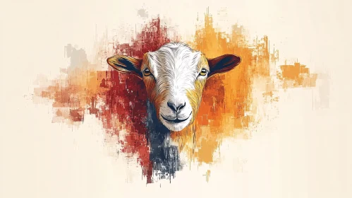 Vivid Goat Art in Abstract Form
