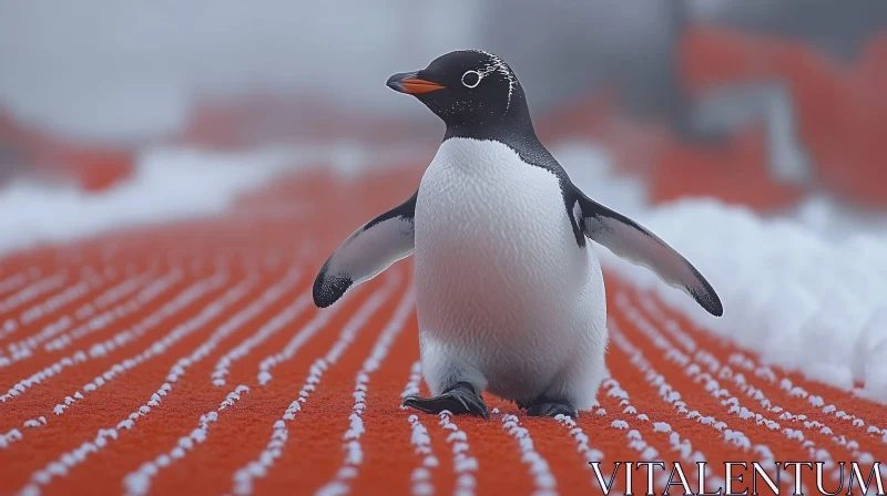 Winter Journey of a Penguin AI Image