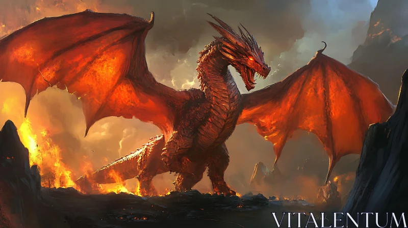 AI ART Dragon in Flames: A Creature of Legend