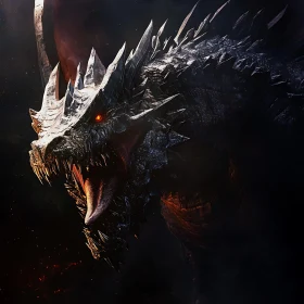 Dragon Portrait: Obsidian Scales and Fiery Eyes