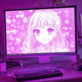 Glowing Anime Desktop Setup