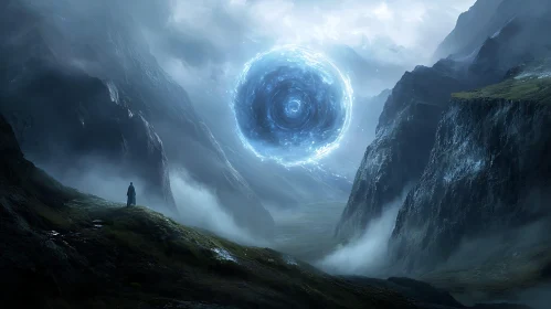 Ethereal Portal in Mountainous Terrain