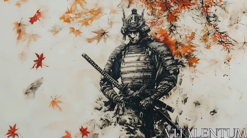 Japanese Warrior with Sword and Armor AI Image