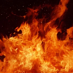 Raging Flames in Dark Background
