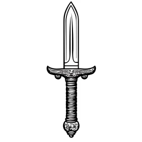 Monochrome Sword with Intricate Hilt Design