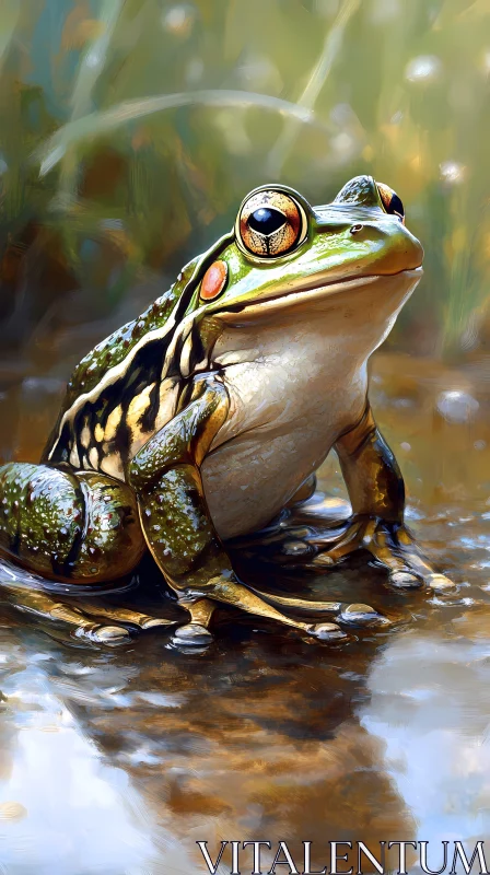 Wildlife Frog Art on Water AI Image