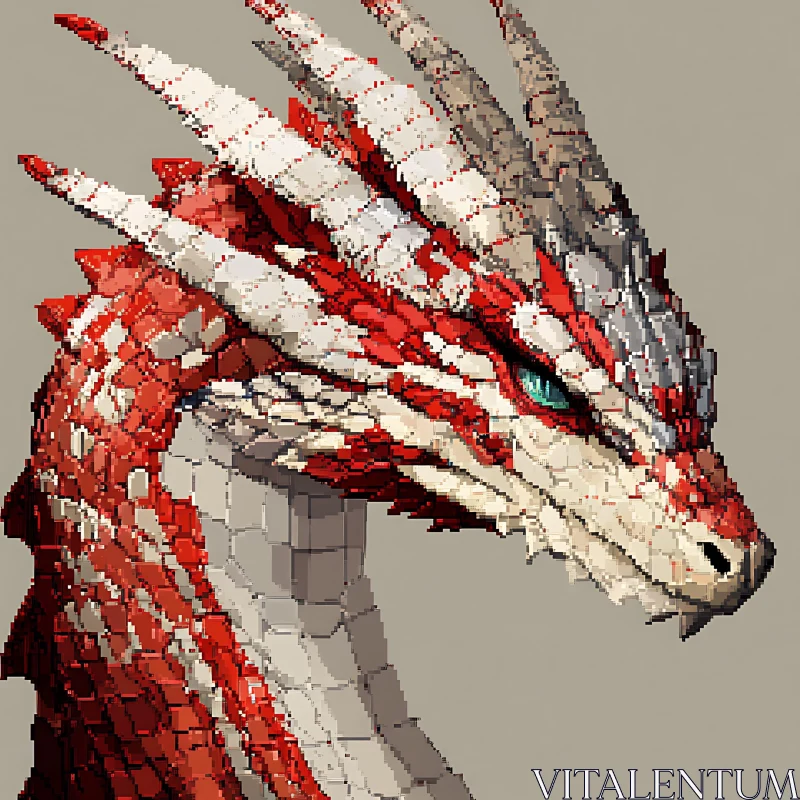 AI ART Red and White Scaled Dragon Portrait