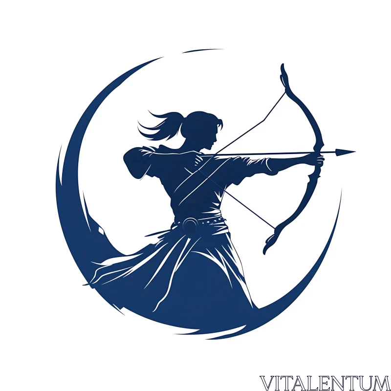 AI ART Silhouette of Archer with Bow and Arrow