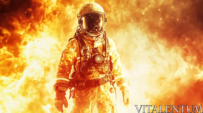 Astronaut in Flames AI Image