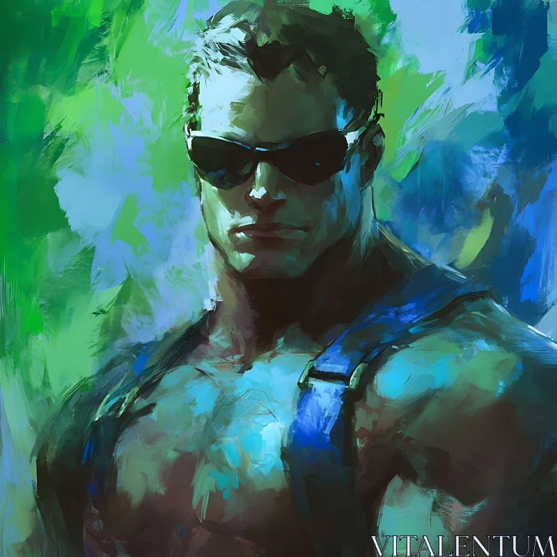 AI ART Cool Man in Sunglasses Painting