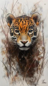 Wildlife Art: Leopard in Branches