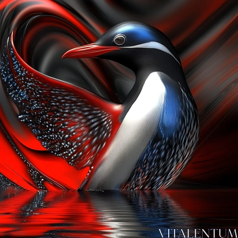 Modern Penguin Design with Vivid Colors AI Image