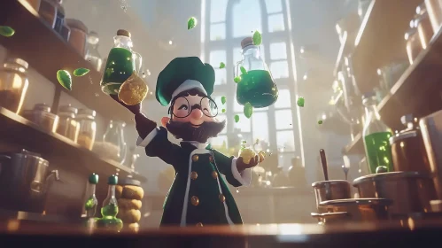 Animated Chef Juggling Food Ingredients