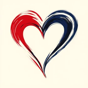 Stylized Heart Shape with Red and Blue