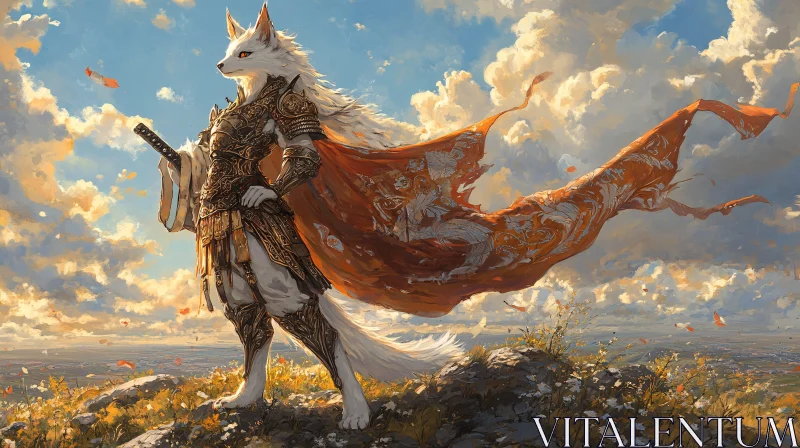 AI ART Armored Fox Warrior with Sword