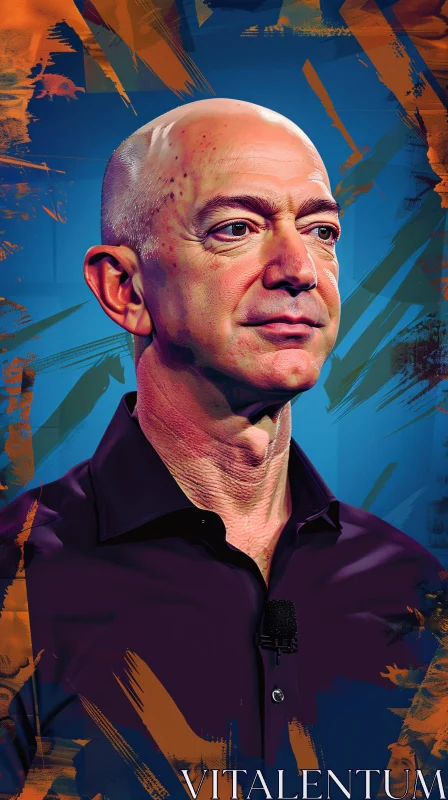 AI ART Jeff Bezos Portrait in Vibrant Abstract Frame