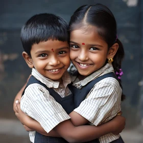 Children's Affection: A Heartwarming School Portrait