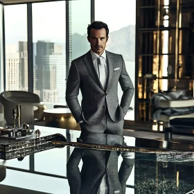 Executive in Grey Suit in Stylish Office