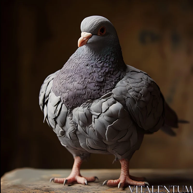 Sculpted Pigeon Close-Up AI Image