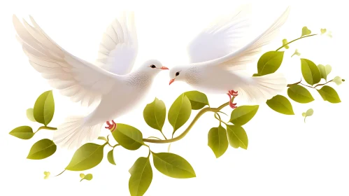 Peaceful Doves with Olive Branch Design