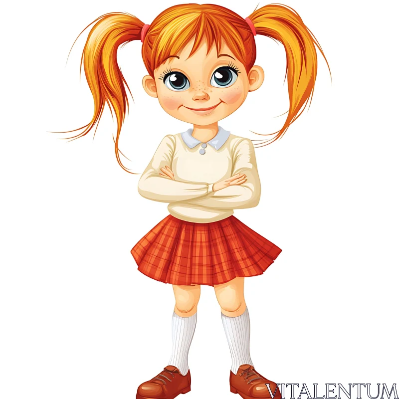 AI ART Cartoon Girl with Crossed Arms