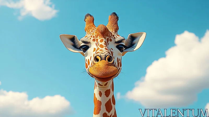 Serene Giraffe Portrait AI Image