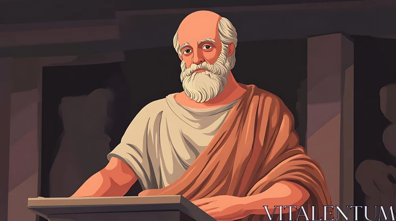 AI ART Ancient Philosopher Portrait Illustration