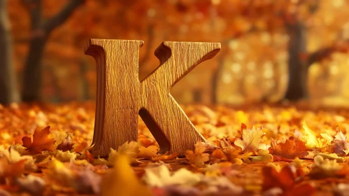 Letter K among Autumnal Leaves