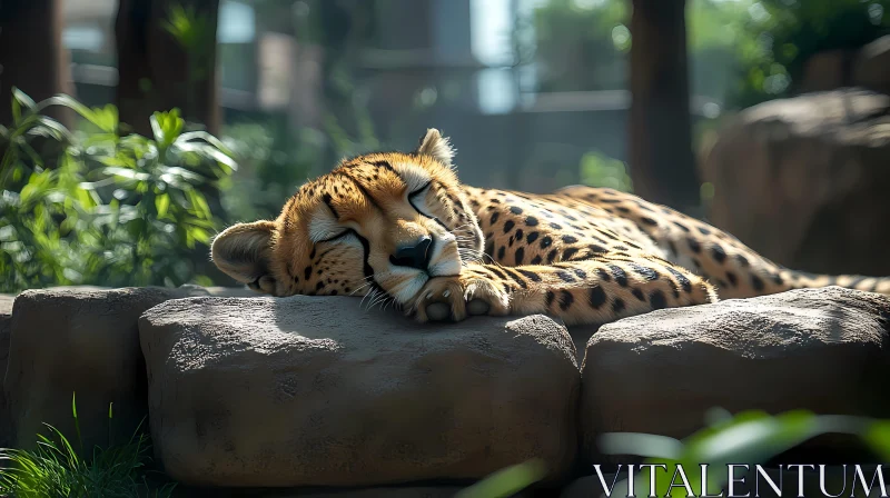 Tranquil Cheetah Resting AI Image