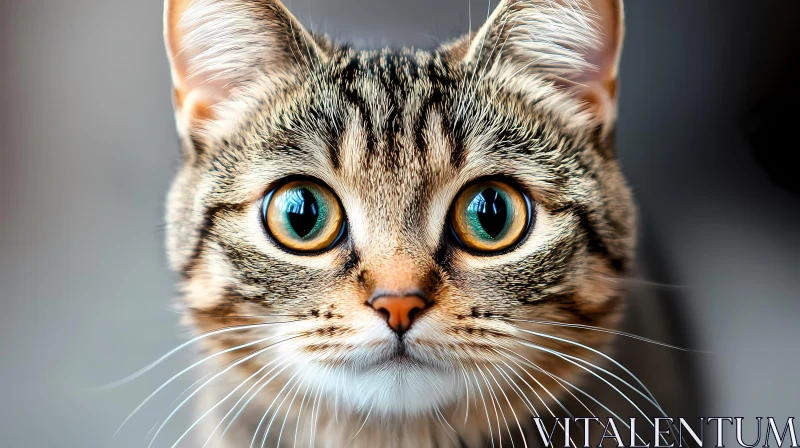 Tabby Cat with Green Eyes AI Image