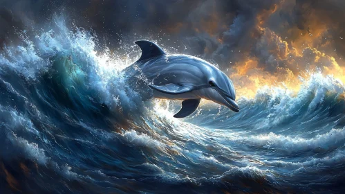 Oceanic Dolphin and Vibrant Sky