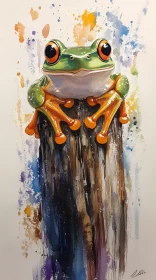 Expressive Frog in Watercolors