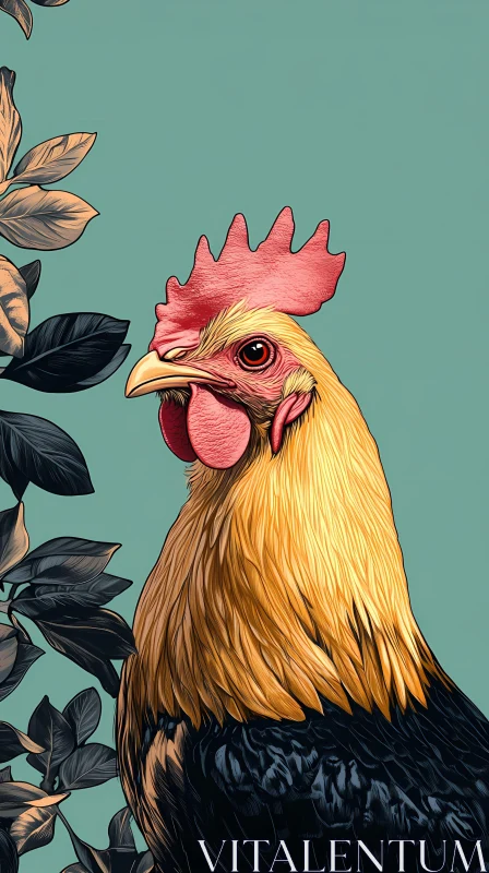 Stylized Rooster Portrait AI Image