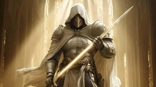 Golden Knight Holding Sword