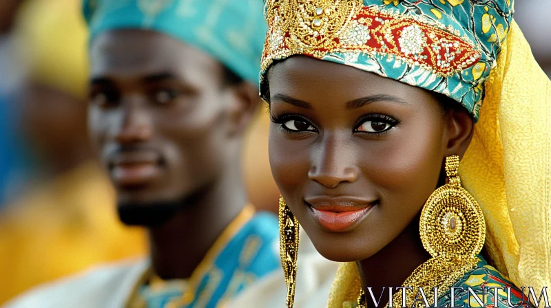 Traditional African Beauty with Golden Earrings AI Image