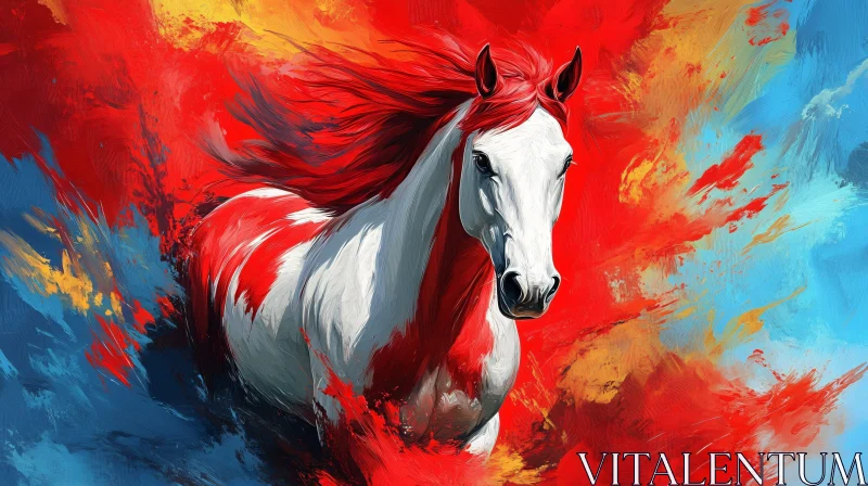 AI ART Horse with Red Mane in Abstract