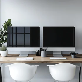 Minimalist Office with Dual Monitors