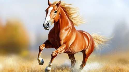 Running Horse in a Field