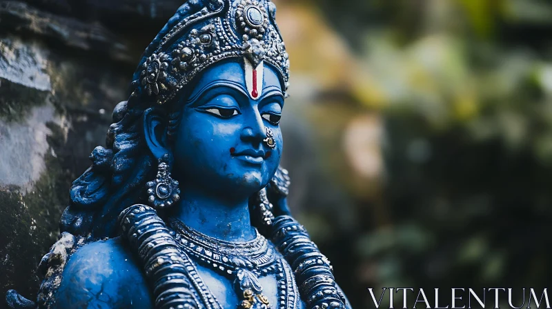 Serene Blue Statue of Hindu God AI Image