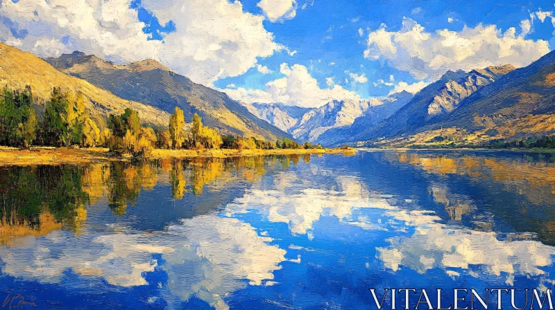 AI ART Idyllic Mountain-Reflected Lake Scene