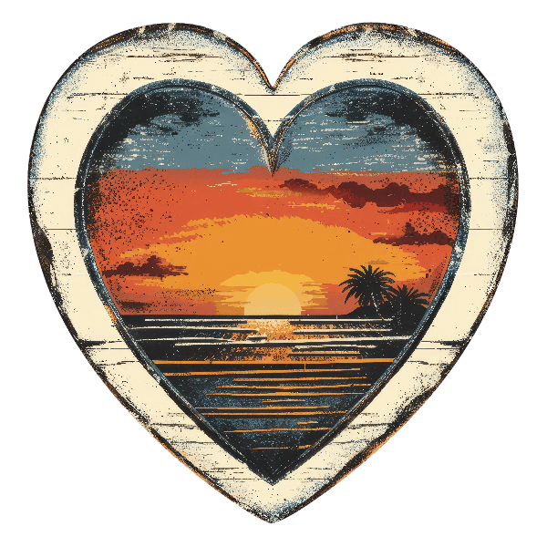 POD Design Tropical Heart Sunset Artwork