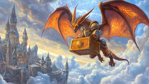 Fantasy Dragon with Treasure Chest