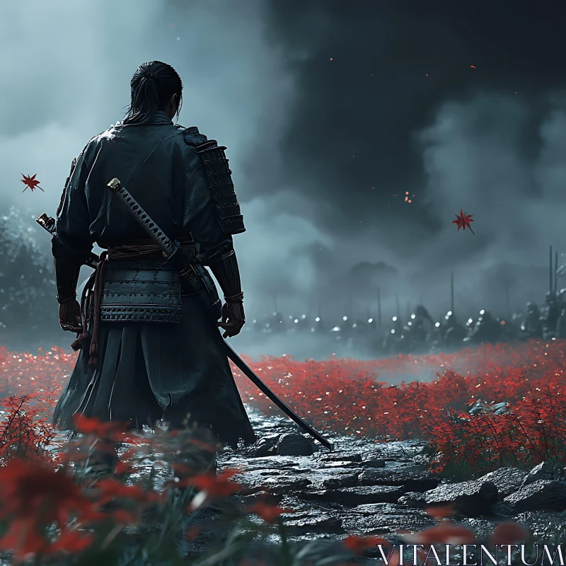 AI ART Warrior in Red Field