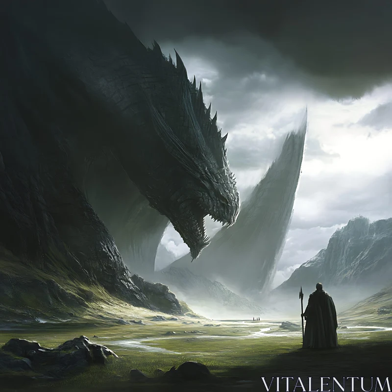 AI ART Mystical Dragon and Wizard Artwork