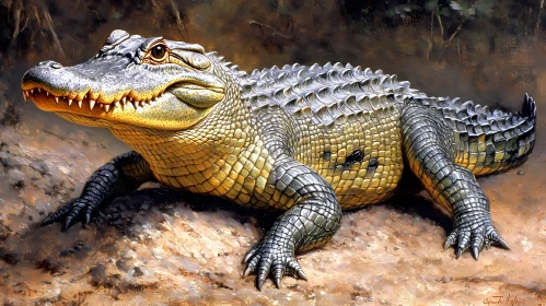 Crocodile Artwork in Natural Setting