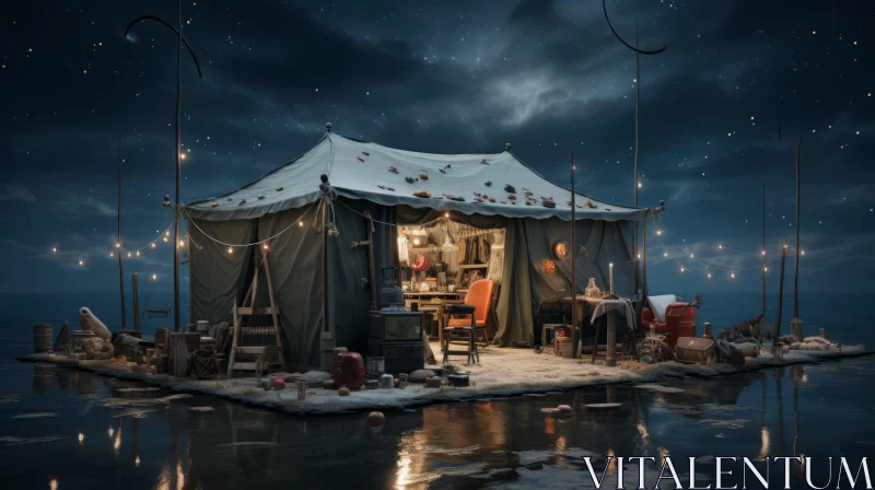 Captivating Tent on Watery Space - Photorealistic Renderings AI Image