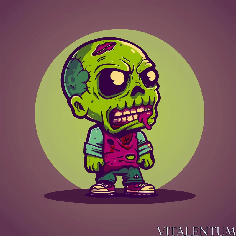 AI ART Cartoon Zombie in Spotlight - Dark Room Illustration