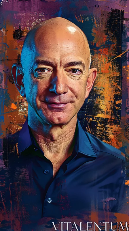 AI ART Jeff Bezos Portrait with Colorful Art Background